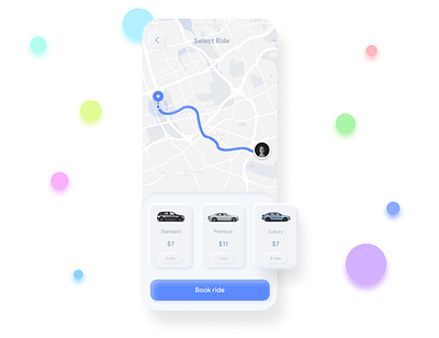 Taxi App UI app app design application design blue design mobile ui neumorphic neumorphism taxi taxi app taxi booking app ui ui design white
