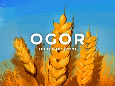 Wheat study for agritech brand dry brush farm field gold hot painting summer wheat wheatpaste