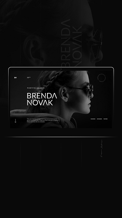 Brenda black dark graphic design inspiration interaction interface minimal photograph portfolio portrait template theme ui design uidesign uiux web page webdesign website