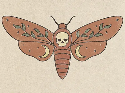 Death Head Moth design illustration photoshop texture truegrit vintage