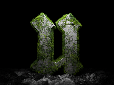 Letter U 36daysoftype 3d art 3d type 3d typography arnold render blackletter cinema 4d custom lettering custom type daily render grunge handlettering illustration letter u lettering lettering artist moss rock type design typography
