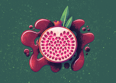 Pomegranate fruit illustration illustrator juice leaf pom pomegranate procreate texture