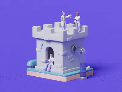 Castle Lab Header 3d 3d art blender character art cute design digital illustration miniature toy