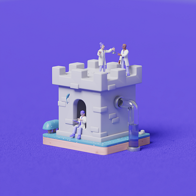 Castle Lab Header 3d 3d art blender character art cute design digital illustration miniature toy