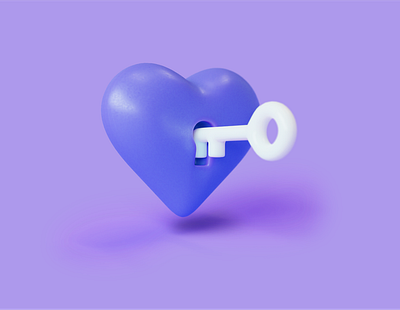 Privacy Cloud Heart 3d 3d art 3d icon art blender cute design digital illustration