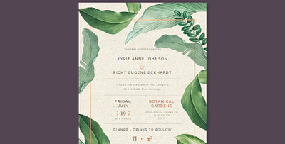 Foliage & Fauna Wedding Invite code codepenchallege coding cpc challenge design illustration layout typography ux web website wedding wedding card wedding invite