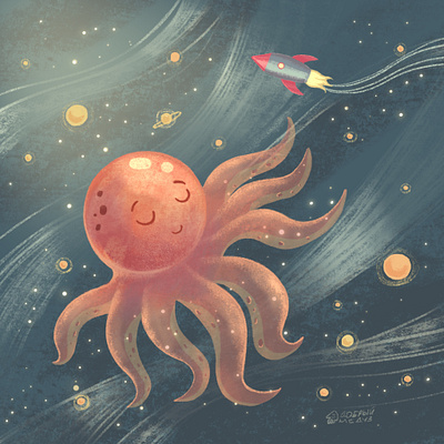 octopus planet childrenbookillustration illustration