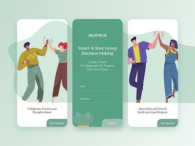Collaboration App Onboarding app collaborate collaboration decision design illustration minimal mobile task team thoughts typography ui ux