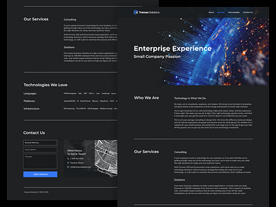 Transeo Solutions clean clear contacts dark design landingpage line technology typogaphy ui
