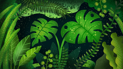 Jungle design drawing green illustration jungle leaf painting plants procreate