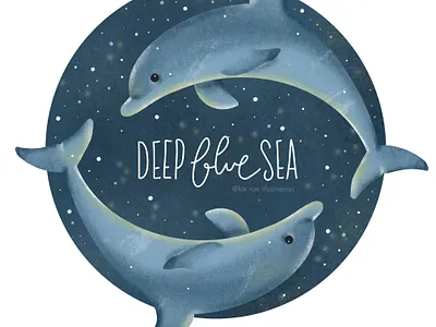 dolphins deepbluesea digital art digital illustration dolphins illustration ipadpro kiasue nature procreate water