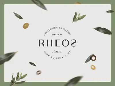 Rheos pt.1 badge brand logo olive oil typography