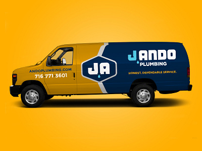 J Ando Plumbing Truck and Van Wrap branding branding design design graphic design identity identity logo logo design logo mark logotype pipes plumbing truck wrap typography van wrap vehicle graphics