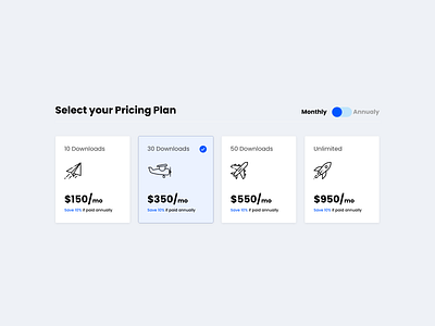 Radio Button Interfaces adobe xd clean digital download freebie icons monthly package design pricing radio button selection simple switch button ui widget