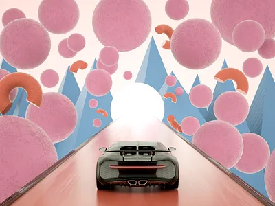 Ride and Roll 3d art direction branding bugatti c4d car concept design illustration iran modeling octane tehran ui webdesign website