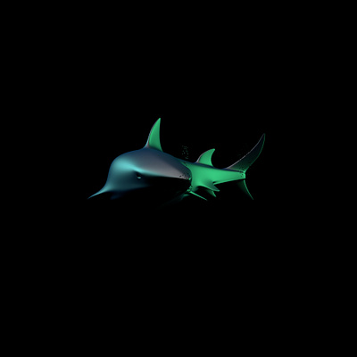 Shark 3d cinema4dart dark green modeling render shark water