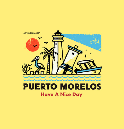 Puerto Morelos badge design draw illustration illustration design ilustration ilustrator logo mexico vector