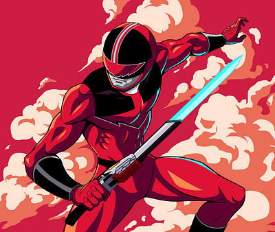 Time Fire art art direction character design culture fanart geek illustration panama power ranger red sentai timeforce toku