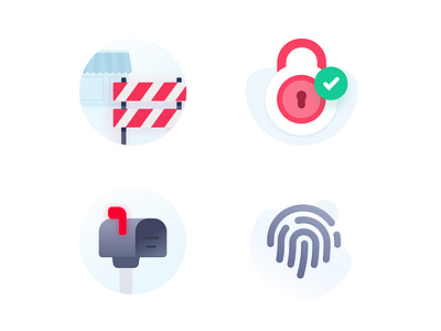 Informative illustrations authentication authorization finger fingerprint flat id inbox key keychain lock mail mailbox pass passport password passwords permission unlock warning