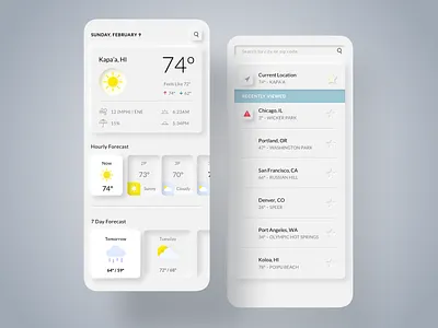 Neumophic Weather App - Daily UI #37 app dailyui mobile neumorphic neumorphism sunny uidesign weather weather forecast weather ui