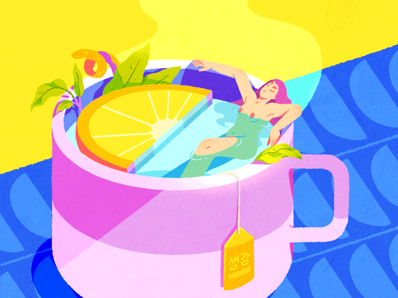 Tea character design chill gif illustration maxpacks procreate