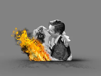 The Last kiss art artcollage collage collages digitalart dribbble dribbbleweeklywarmup fineart fire illustration kisses love loves photoshop valentine valentines day