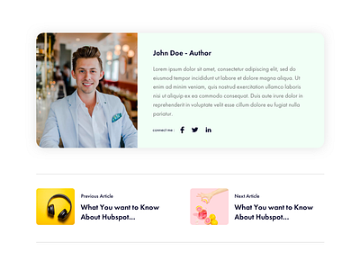 Blog Author, Previous and next post article articles author authors blog color palette designtrends detail home homepage homepage design hubspot minimal next post previous single socialshare team typogaphy
