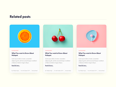 Post Listing/Related pots article author blog blog design blog post calender category date home homepage hubspot minimal post poster readtime related wordpress