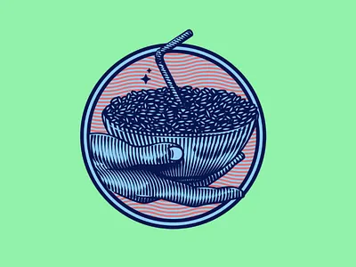 Rice with straw circle dribbble engraving grabado hand illustration ilustración lines mano popart rice