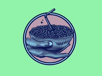 Rice with straw circle dribbble engraving grabado hand illustration ilustración lines mano popart rice