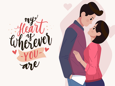 Dribbble Weekly Warmup - Valentines day calligraphy color theory community design challenge dribbbleweeklywarmup illustration valentine day