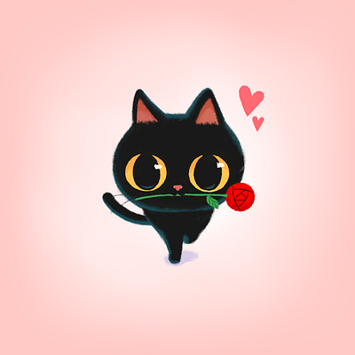 Picked it up on the way🌹💌 cat character cute doodle emoji emoticon event gift illustration imessage stickers mojitock stickers valentine valentines day valentines day card