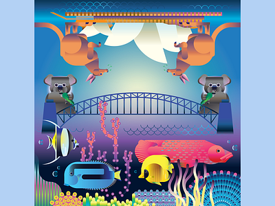 Illustrated cities - Sydney, Australia animals architecture australia city cityscape design gradient icon illustration ocean pattern sydney symmetry vector wildlife