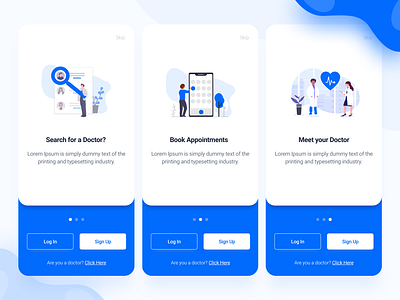 Onboarding Screens app blue illustration ios landing mobile tushit typography ui web