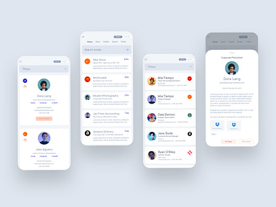 Email App Mobile UI adobe xd adobexd contact manager contacts email client email design mobile app ui design user inteface ux ux design web design website design xd