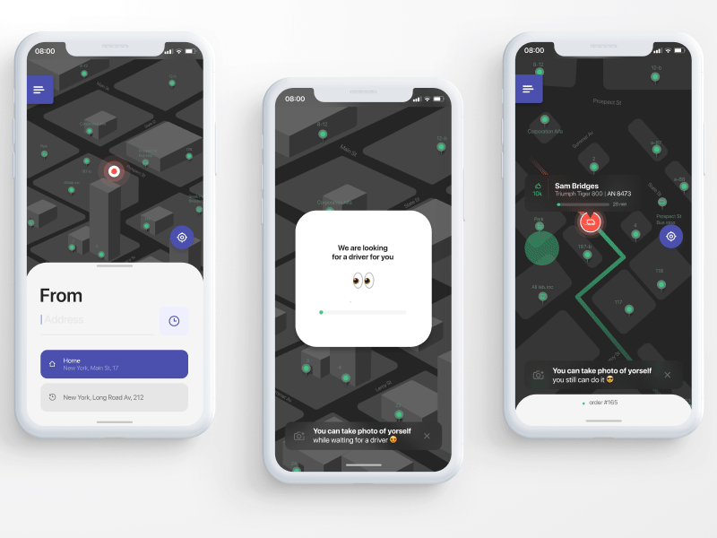 Nunc. Smart delivery. animation app chat dark app dark mode dark theme dark ui delivery delivery app delivery service design flat ios ios app ios app design ios13 loader motion ui ux