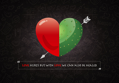 "love hurts but with love we can also be healed" art care creative illustration love typogaphy valantine