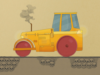 Skulls Beneath curiouskurian editorial editorial art halftones illustration pothole road accidents roadroller roads skull textures