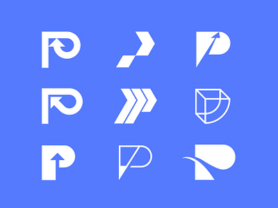 Letter P exploration arrow branding creativity direction letter logo mark monogram p way