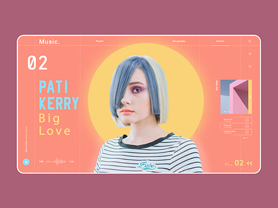 Music Landing Page - concept branding concept design design girl graphic design hero image iconography minimal minimalism music music hero pastel colours punk spotify typography ui web web app webdesign website