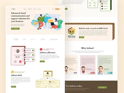 Infoset Landing Page Redesign Concept admin business callcenter chat clean cloud design desk gradient header illustration infoset landingpage noansa sales startup ui ux web webdesign