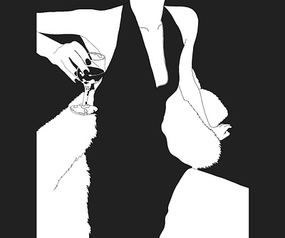 Fur black black and white illustration