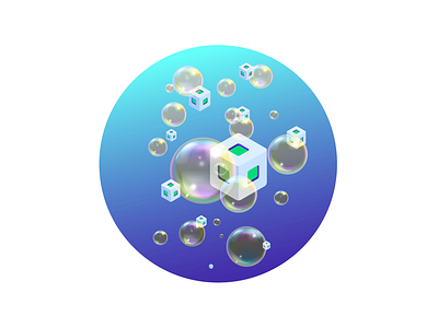 Bubbles & Blocks air art block five blockfive blocks boxes bubbles cubes design designer figma floating graphic illustration illustrator photoshop sea underwater vector water