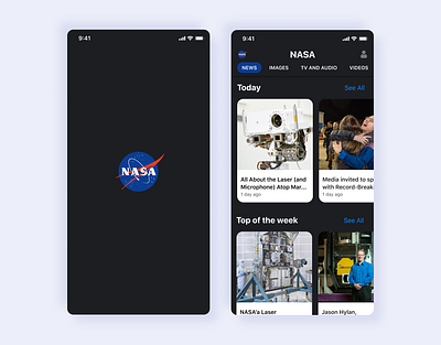 NASA Home page app branding dark mobile app mobile app design mobile apps mobile ui nasa space ui ux