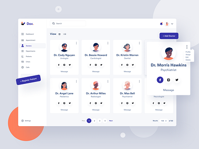 Dox. Doctor List concept agency animation app branding doctor dashboard doctor list doctor listing doctor profile e commerce icon illustraion logo minimal typography vector