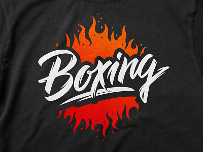 Boxing calligraphy design flame illustration lettering logo sport t shirt