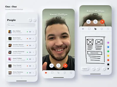 One : One | Focused, Personal Meetings 1on1 asmallstudio collaboration connection focusedandpersonal neuromorphic neuromorphism oneonone people productdesign simple tool ui uidesign uiux ux uxdesign videocall