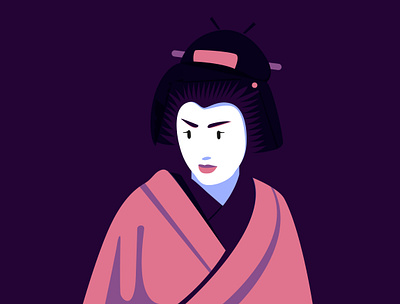 Geisha bold illustration character editorial editorial illustration fashion flat portrait geisha giappone illustrator japanese culture japanese tradition japon pop culture vector portrait