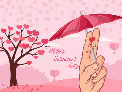 Valentine's Day Illustration color colorful design dribbbleweeklywarmup february heart icon illustration logo love pink symbol umbrella valentine day valentines vector vectorart wish card