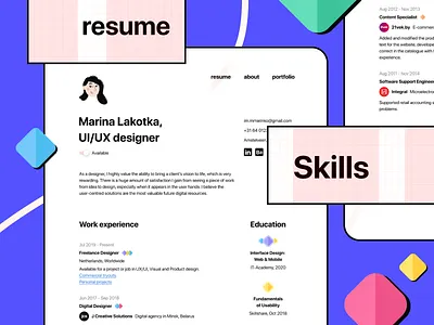 Minimal Figma CV/Resume Freebie cv design figma first shot flat minimal resume template ui ux vector web